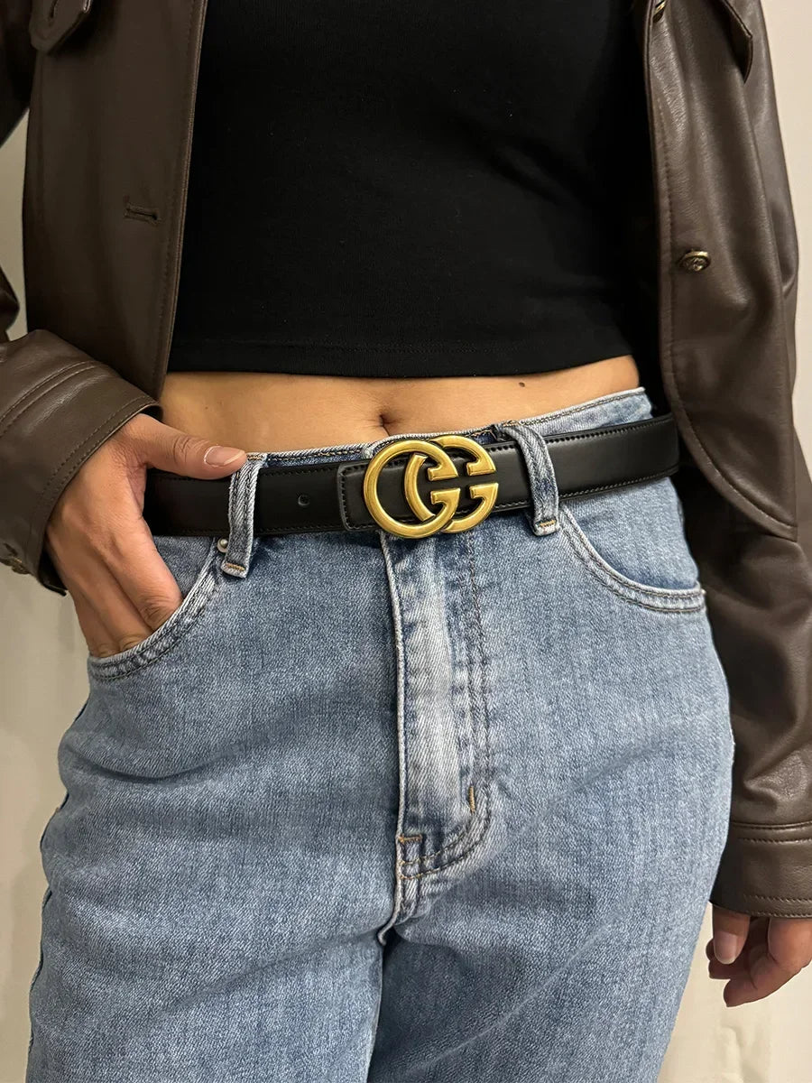 Fashion GG cowhide real leather belt for women luxury desiner Unisex men's belt elegant girdle belt female jeans waistband