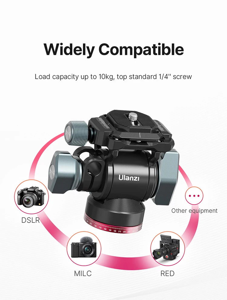 Ulanzi U-190 U190 Panoramic Tripod Head Hydraulic Fluid Video Damping Head For Tripod Monopod DSLR Camera Holder Stand Mobile