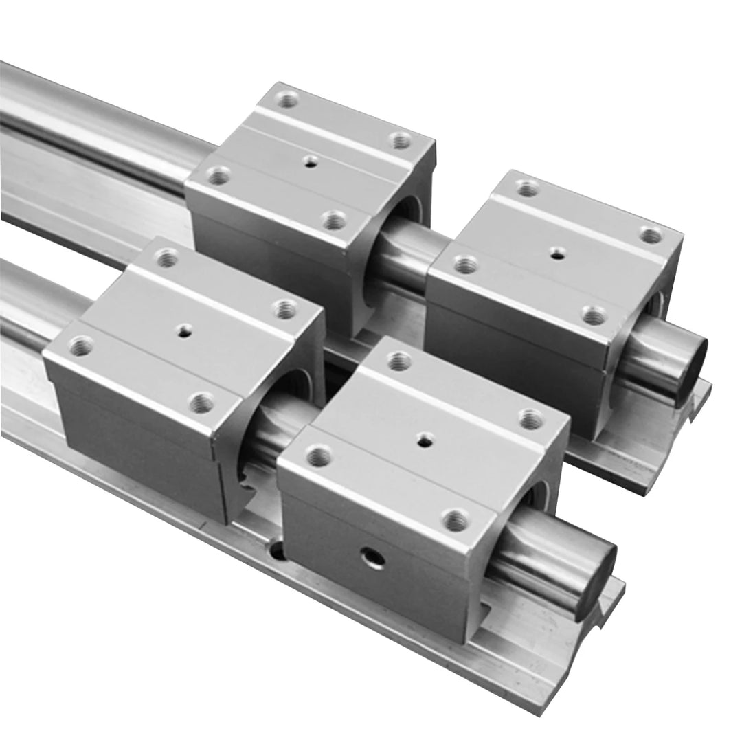 2Set SBR20 SBR 12 SBR25 SBR16 300 400 500 600 800 1000 1200mm Fully Supported Linear Rail Shaft Rod with 4 SBR16UU Block Bearing