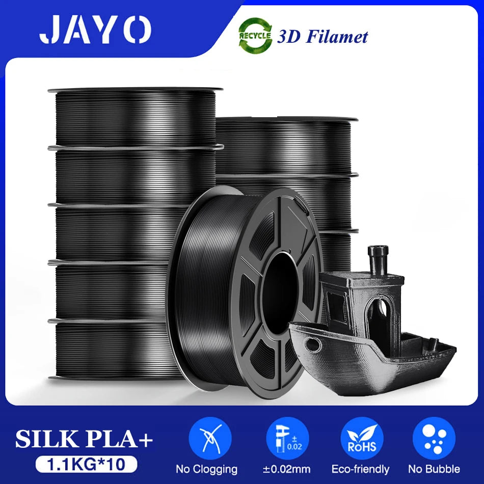 JAYO PLA 3D Filament 1.75MM 10Rolls/set PLA+/Silk PLA/PLA Matte /PETG 3D Printer Filament For FDM Black 3D PrintIng Materials