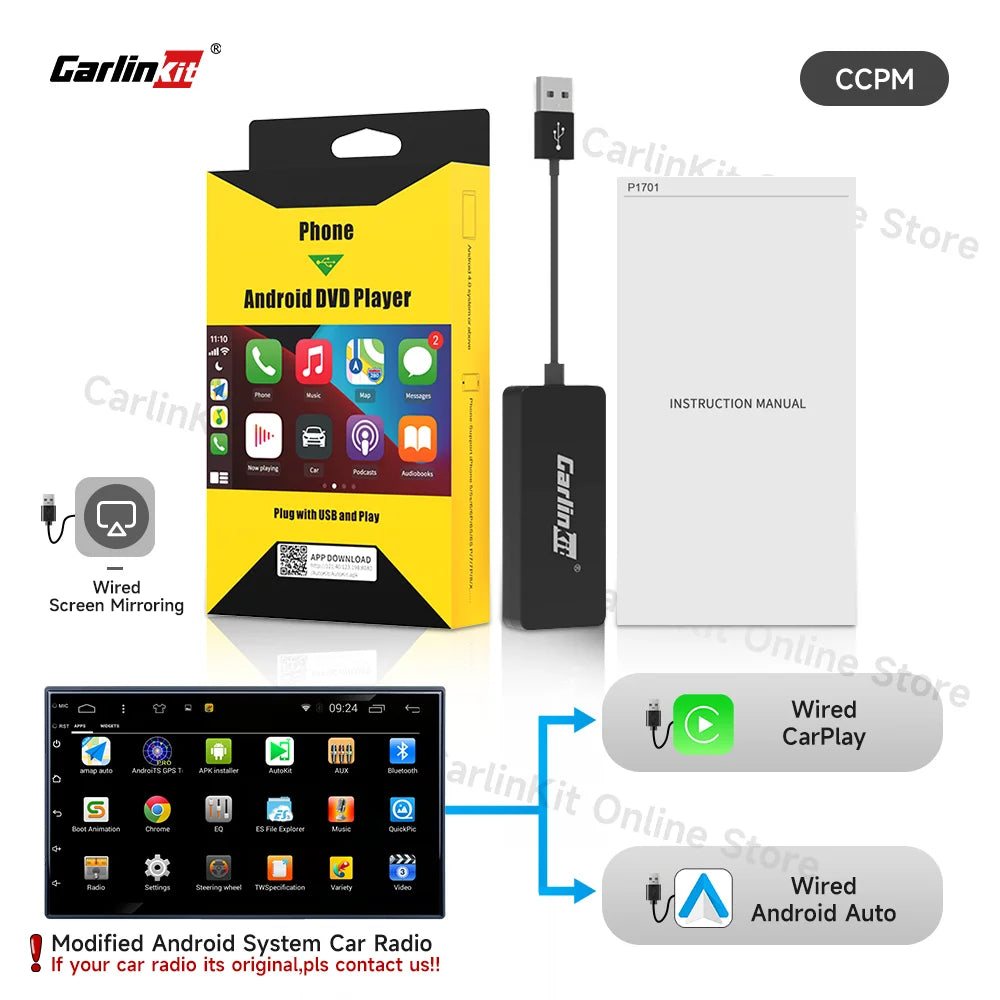 Carlinkit Wired/Wireless CarPlay Wireless Android Auto Dongle Mirror For Modify Android Screen Car Ariplay  Smart Link IOS 14 15