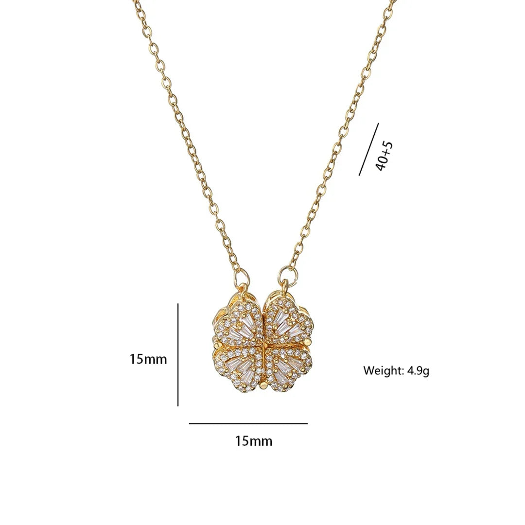 Fashion Retro Lucky Four Leaf Clover Women Necklace Gothic Love Heart Pendant Choke Chain Necklace Stainless Steel Jewelry Gift