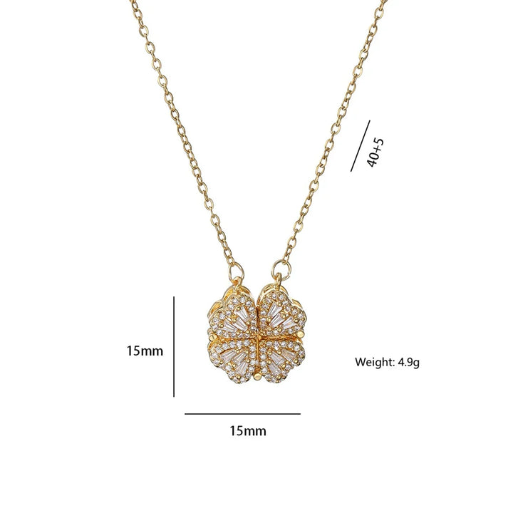 Fashion Retro Lucky Four Leaf Clover Women Necklace Gothic Love Heart Pendant Choke Chain Necklace Stainless Steel Jewelry Gift