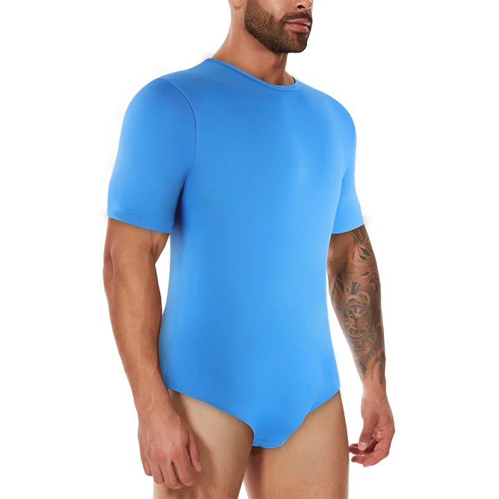 Mens Short Sleeve Full Body Shaper Bodysuit Tummy Control Romper Pajamas Waist Trainer Slimming Shapewear Underwear Undershirts