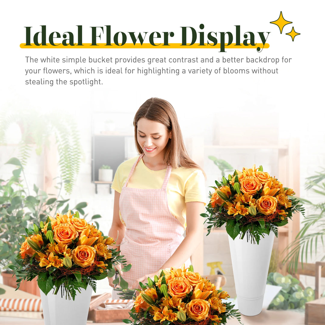 3 Layers Flower Display Stand Movable Modern Metal Plant Shelf with 12Pcs Flower Buckets & Wheels for Home Garden Patio Balcony
