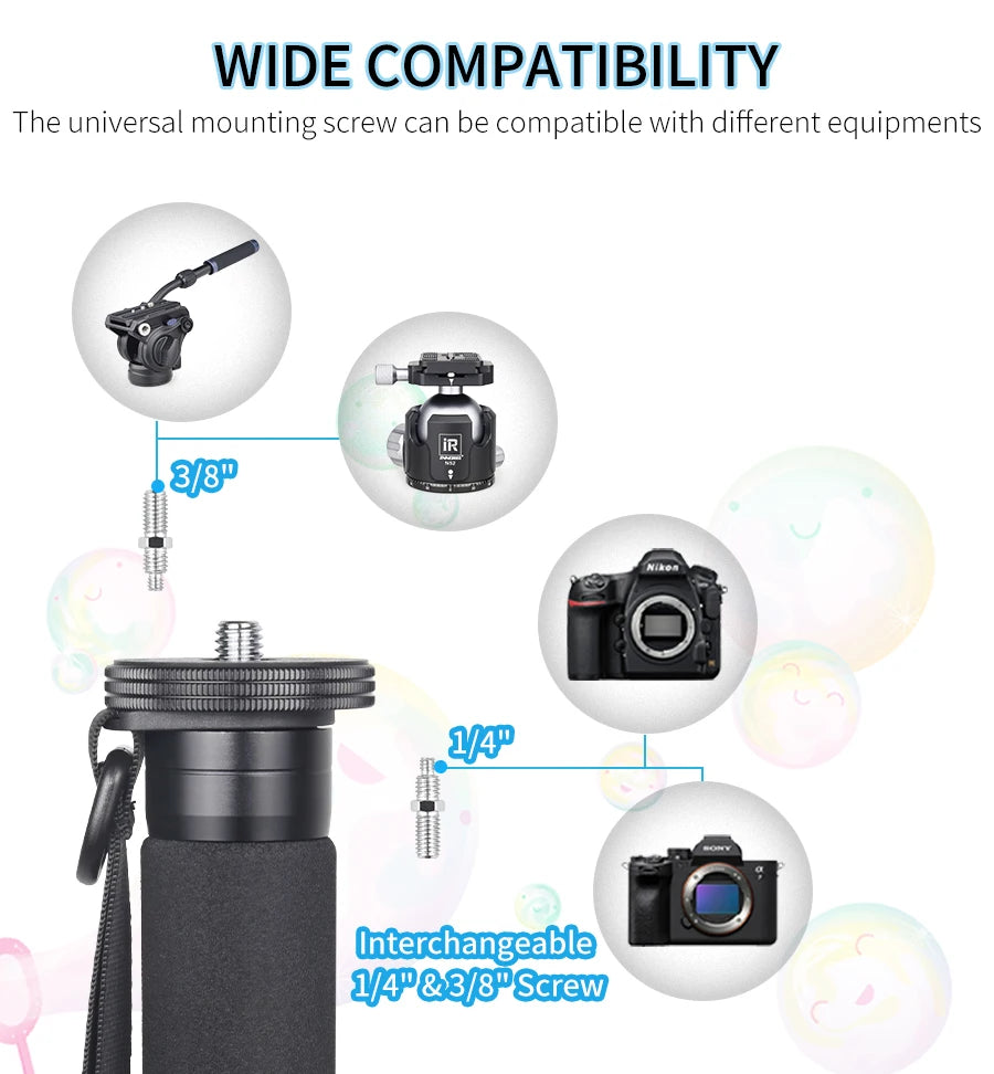 RM285C/RM325C Professional Carbon Fiber Monopod for Canon Nikon Sony DSLR Camera Video Camcorder 5-Section Photography Bracket