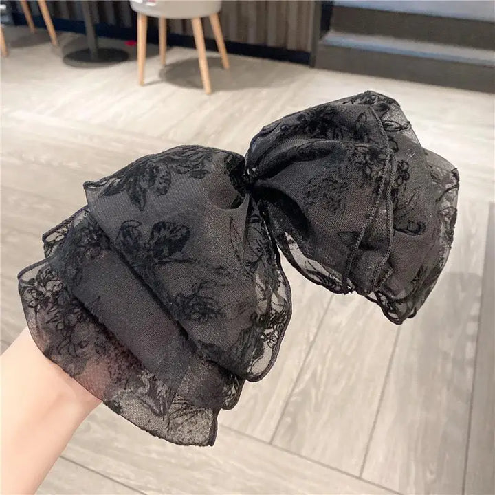 1PC Large Lace Bow Hair Clip Embroidered Bowknot Sweet Ribbon Hairpin Girl Headdress Top Clip Korea Hair Accessories