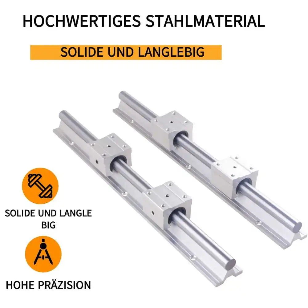 2Set SBR20 SBR 12 SBR25 SBR16 300 400 500 600 800 1000 1200mm Fully Supported Linear Rail Shaft Rod with 4 SBR16UU Block Bearing
