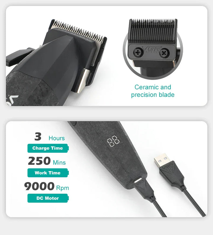 VGR Hair Trimmer Professional Electric Hair Clipper Barber Hair Cutting Machine 9000 RPM Haircut Metal Trimmer for Men V-640