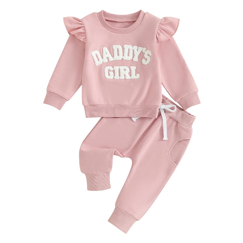 2023-09-27 Lioraitiin 0-3Y Baby Girl Clothes Daddys Girl Long Sleeve Crewneck Sweatshirt Top Casual Pants Fall Winter Outfits