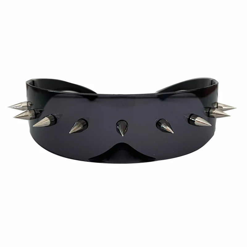 Steampunk Rivet Cyber Spike Decor Goggles Wild Rock Sun Glasses Women Men Metal Punk Conjoined Sunglasses Trendy Cool Eyeglasses