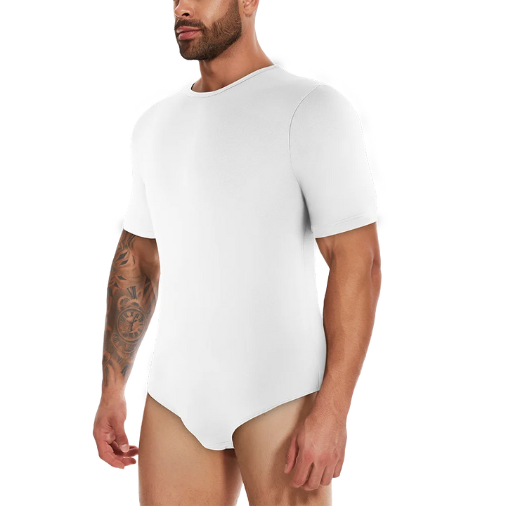 Mens Short Sleeve Full Body Shaper Bodysuit Tummy Control Romper Pajamas Waist Trainer Slimming Shapewear Underwear Undershirts