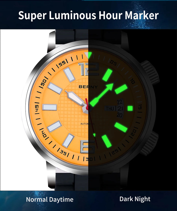 20Bar Diver Automatic Watch For Men Miyota 8205 Super Luminous Sapphire Swim Sport Mechanical Automatic Self Winding Wristwatch