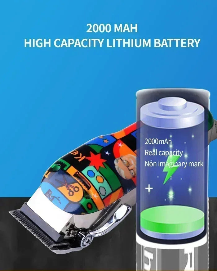 Kemei Hair Clipper Rechargeable Graffiti Pattern Electric Professional Barber Trimmer Man Shaver KM-MAX2092 KM-MAX5090 KM-RS7098