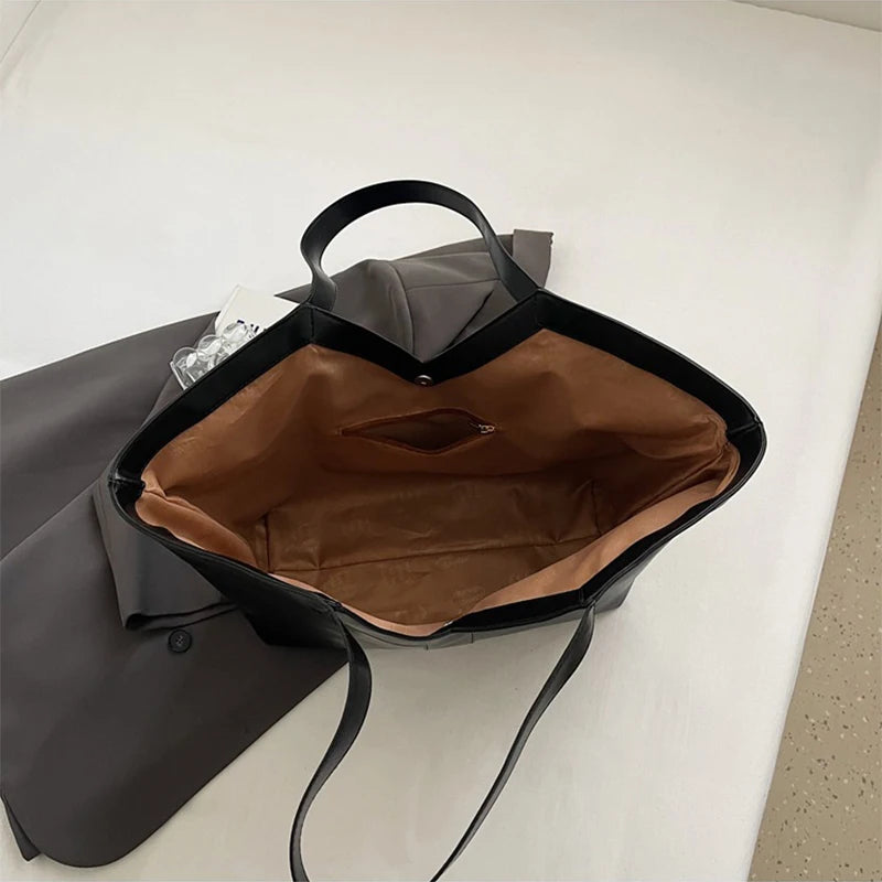 Soft Luxury Y Letter Women Shoulder Bag New Genuine Leather Fashion Large Capacity Tote Bag High-end Casual Commuting Brand Bag