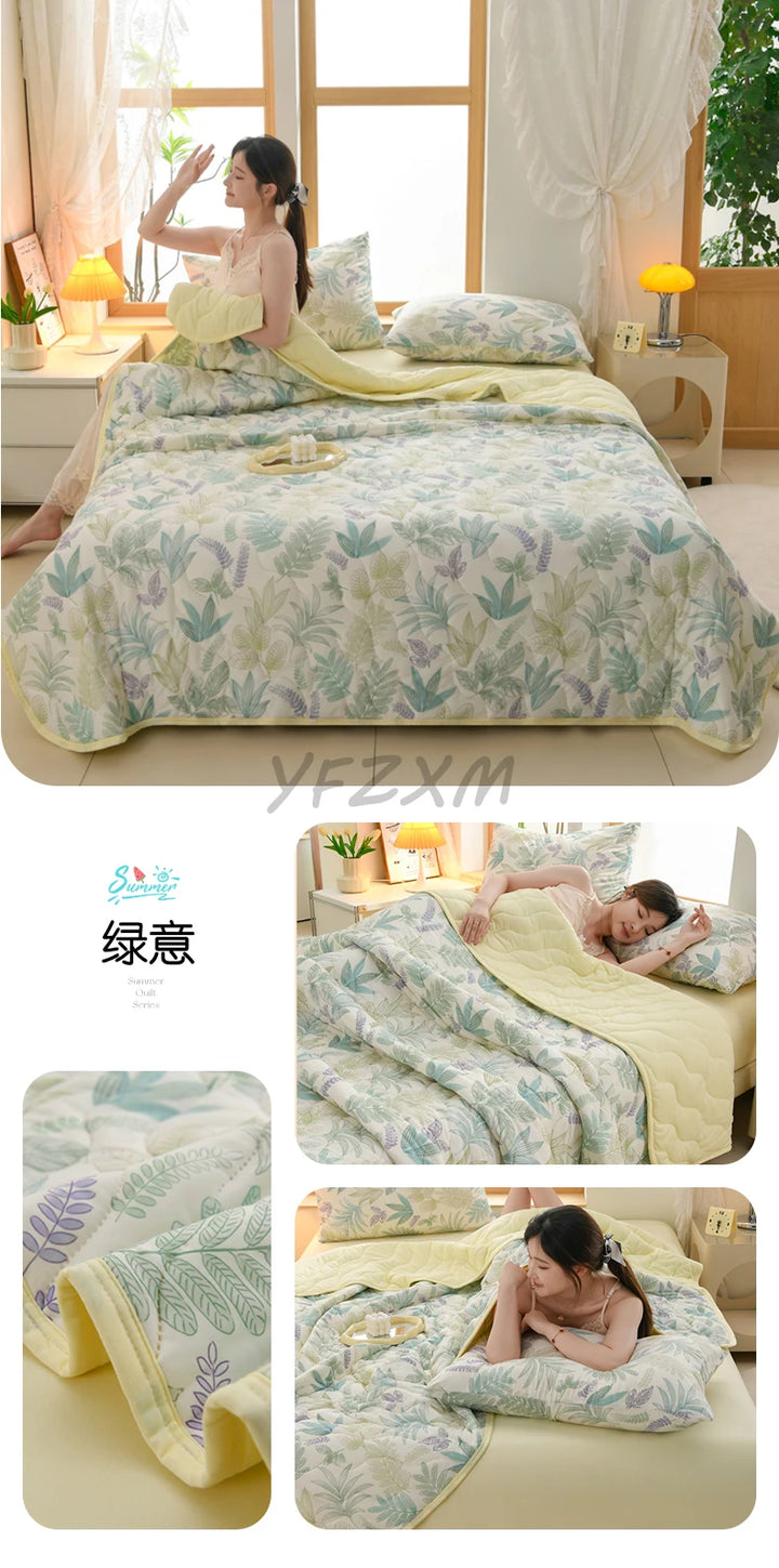 New Florals Spring Summer Blanket for Single Double Soft Skin-friendly Quilt Breathable Comfortable Air Conditioning Comforter