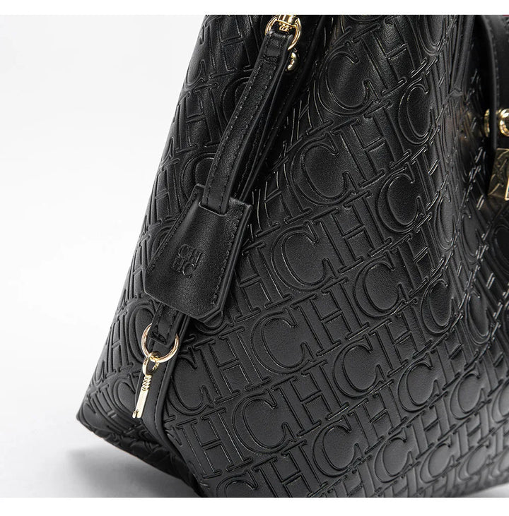 CH Fashion Brand Shoulder Bag for Women Large Capacity Casual Hard Bag with Letters Embossed PU Leather Womenswear