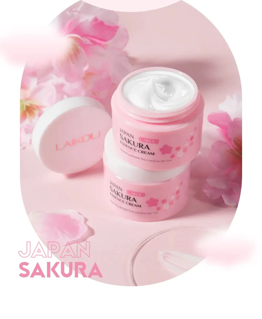 Japan Sakura Wrinkle Remover Face Serum Cream Anti-Aging Fade Fine Lines Lift Firming Vitamin C Whitening Rejuvenation Skin Care