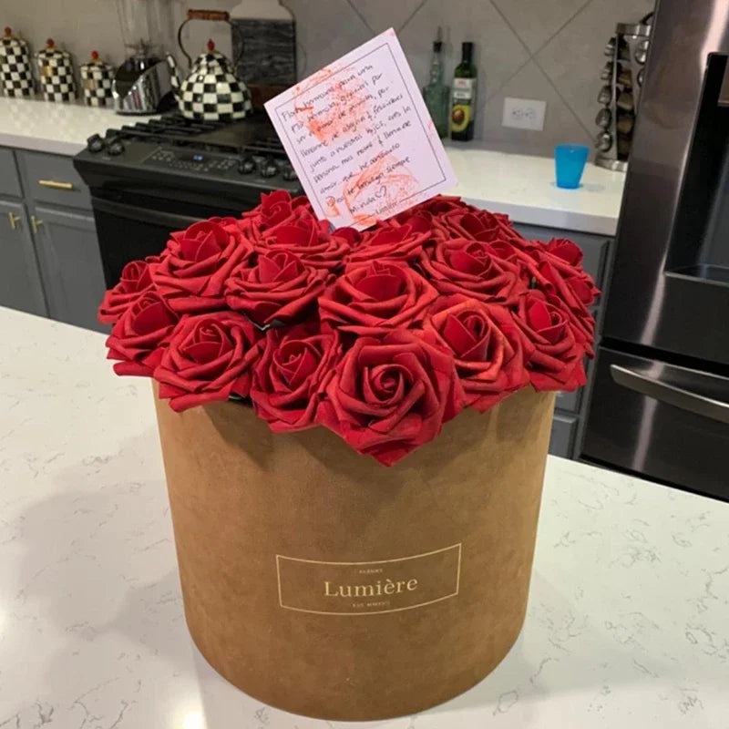 Realistic Artificial Red Roses with Stems