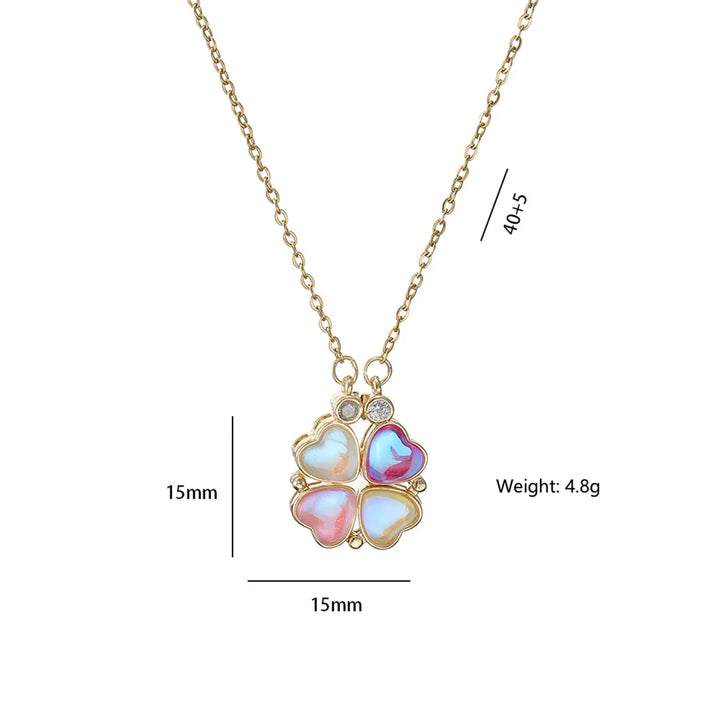 Fashion Retro Lucky Four Leaf Clover Women Necklace Gothic Love Heart Pendant Choke Chain Necklace Stainless Steel Jewelry Gift