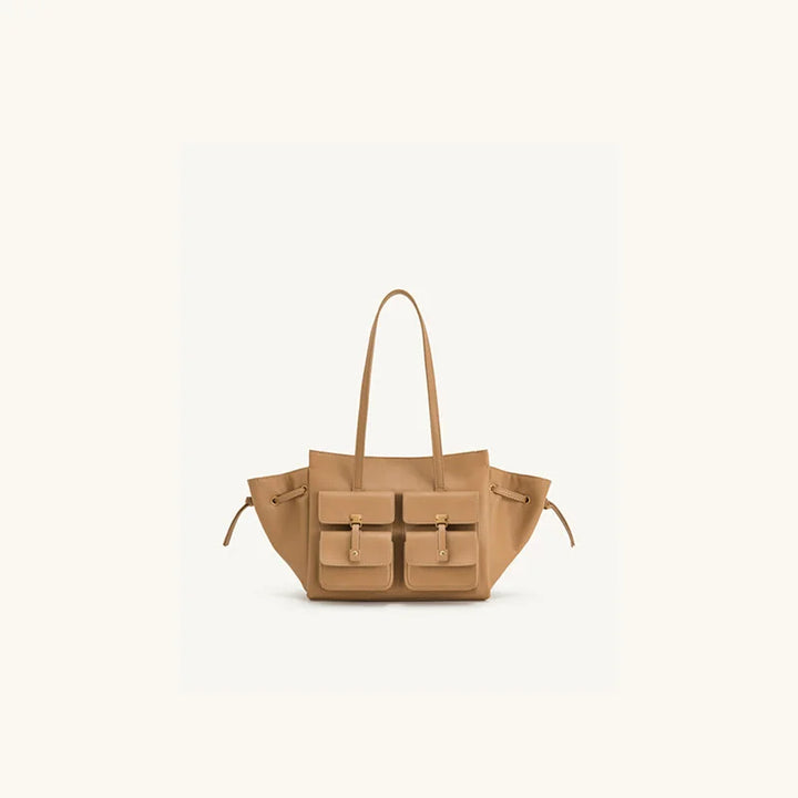 Luxury Brand Silver Buckle Fashion Genuine Leather Handbag New Large Capacity Tote Bag Designer Women's Commuter Shoulder Bag
