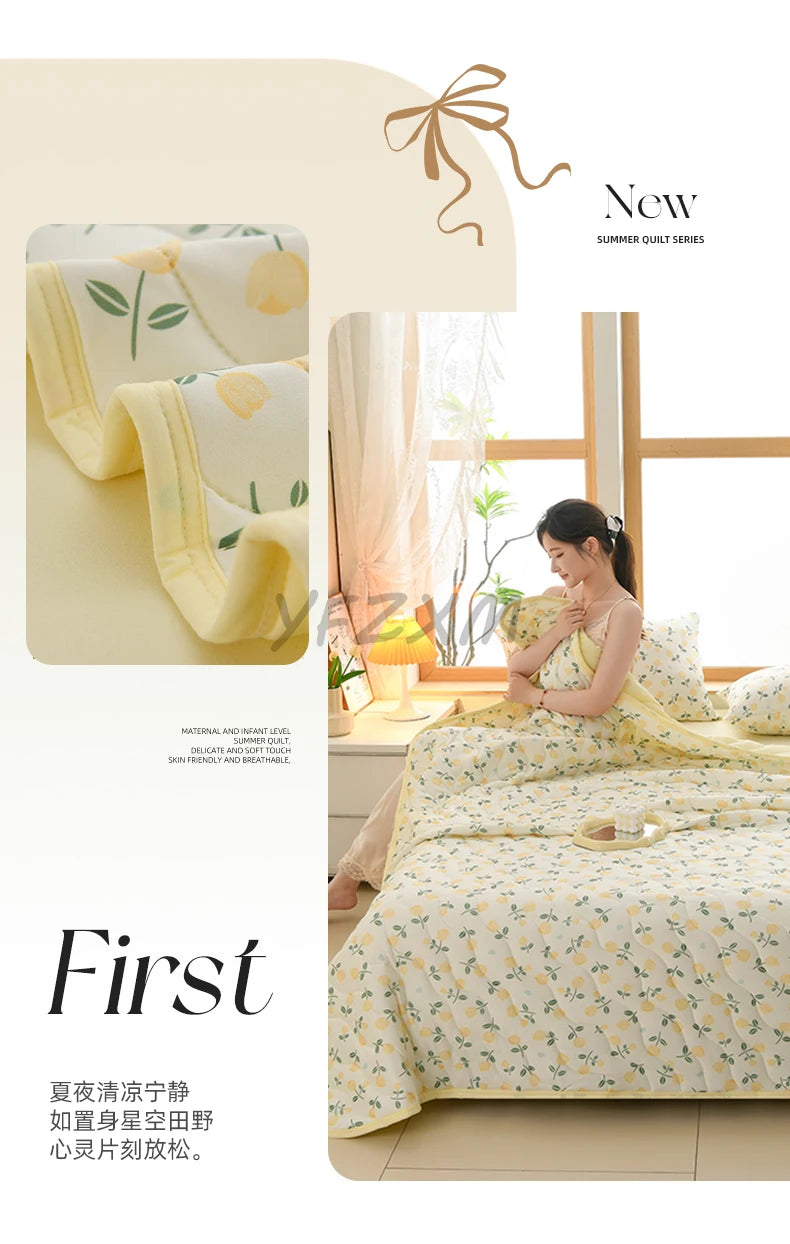 New Florals Spring Summer Blanket for Single Double Soft Skin-friendly Quilt Breathable Comfortable Air Conditioning Comforter