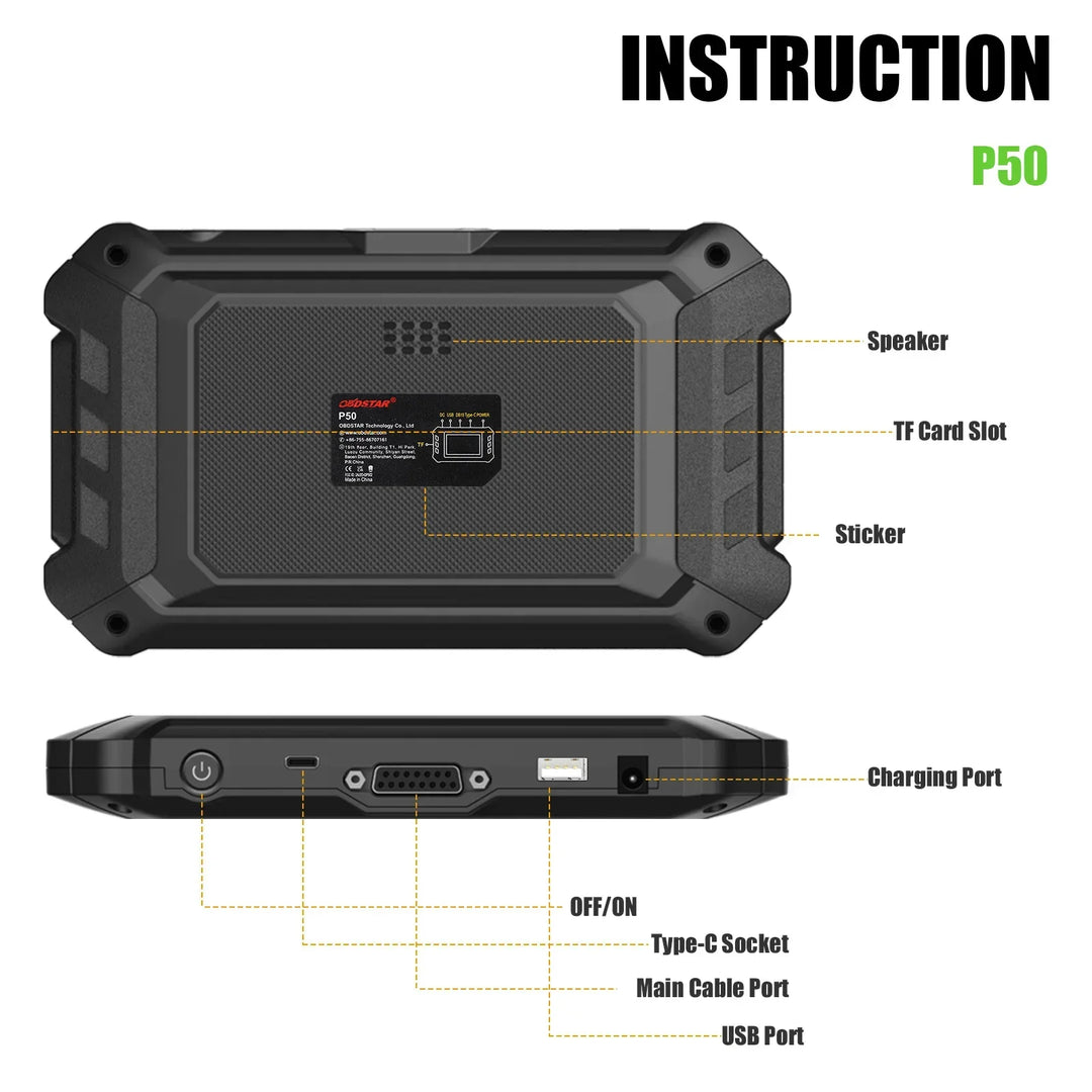 OBDSTAR P50 Airbag Reset Tool Covers 81 Brands Over 11200+ ECU Part No. by OBD/ BENCH Update Battery Reset