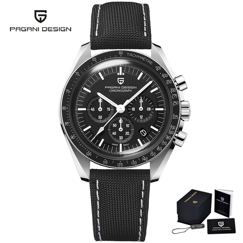 PAGANI DESIGN 2023 New Moon Watch For Men Quartz Multifunction Chronograph Sports Mens Watches Top Brand Luxury Sapphire Mirror