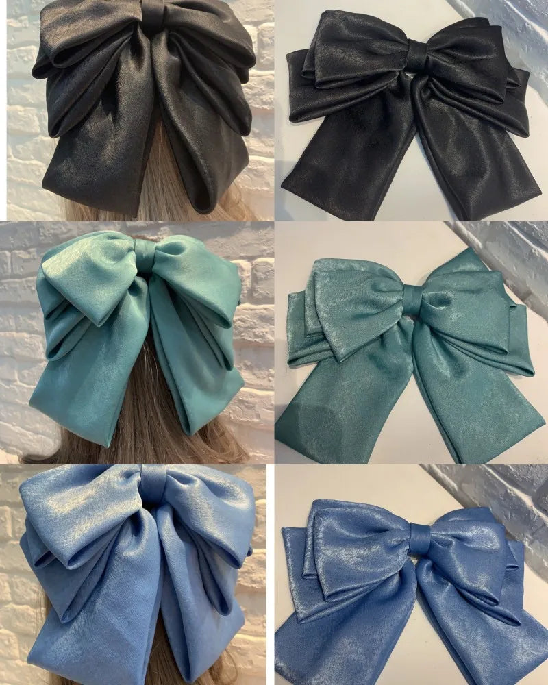 Fashion Pink Big Bow Hairpin Women's Bows Hair Accessories Long Ribbon Hair Clip for Girls Sweets Four-layer Satin Chiffon Bow