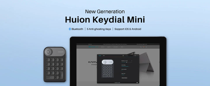 Huion K20 Keydial mini Keyboard for Drawing Tablet, PC and Phone,18 Keys Keyboard + Dial Controller,Upgraded version