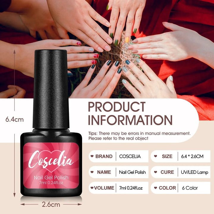 COSCELIA 6Pcs Glitter Gel Nail Set