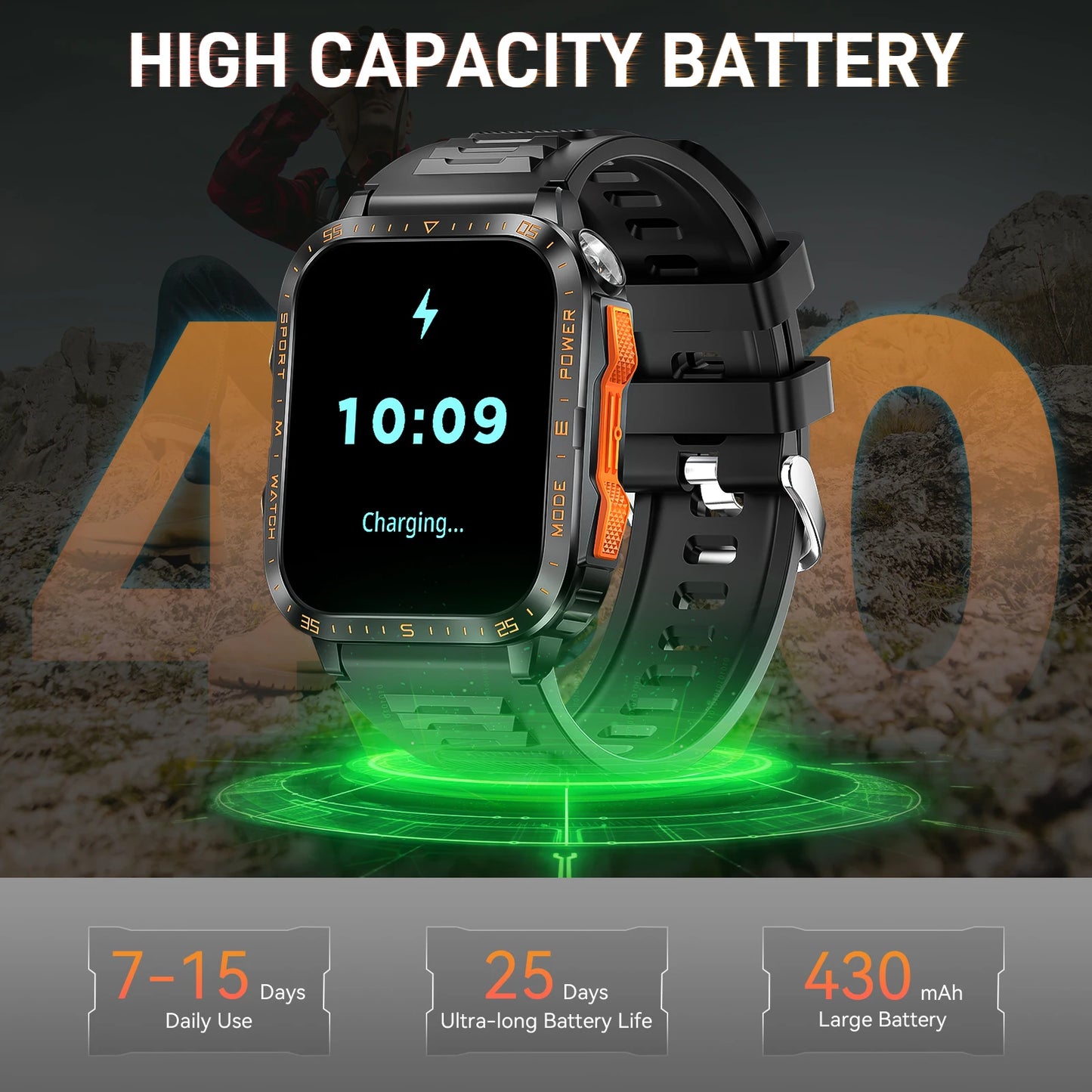 LaNikar New Military Smart Watch3ATM Waterproof Watch Fitness Tracker with Heart Rate Sleep Monitor MakeCalls for iPhone Android