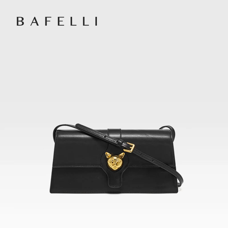BAFELLI CAT 2025 NEW WOMEN'S BAG LUXURY BRAND FASHION RETRO STYLE DENIM TRENDING SHOULDER CLUTCH FEMALE LEATHER FLAP PURSE