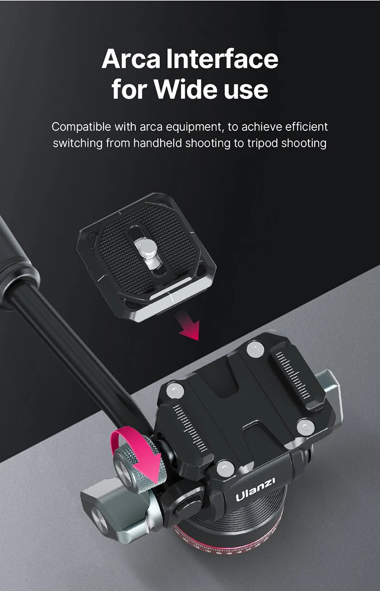 Ulanzi U-190 U190 Panoramic Tripod Head Hydraulic Fluid Video Damping Head For Tripod Monopod DSLR Camera Holder Stand Mobile