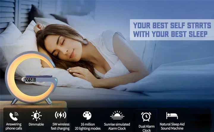 Multifunction Wireless Charger Stand Bluetooth 5.0 Speaker FM TF RGB Night Light Fast Charging Station for iPhone Samsung Xiaomi