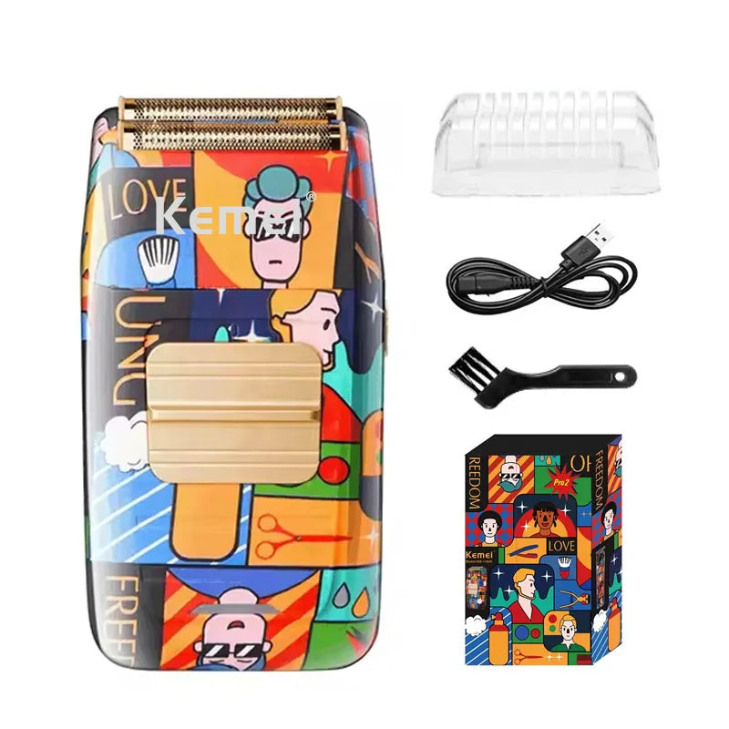 Kemei Professional Electric Hair Clipper Rechargeable Graffiti Pattern Beard Trimmer Men's Shaver KM-MAX2092 KM-MAX5090 KM-1102H