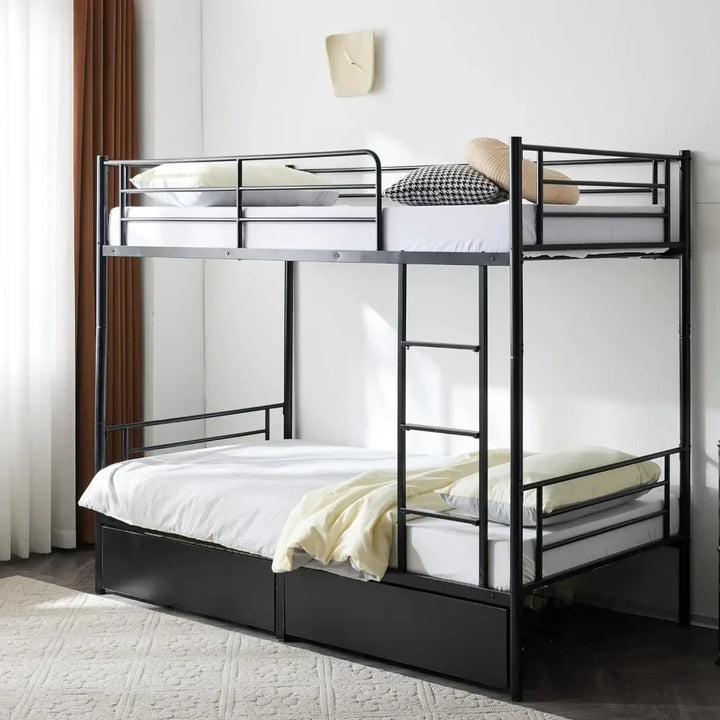White Twin Bunk Bed with Storage