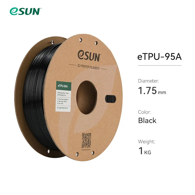 eSUN Flexible TPU Filament 1.75mm,TPU 95A 3D Printer Filament 1KG 2.2 LBS Spool 3D Printing Material TPU 95A  For 3D Printers