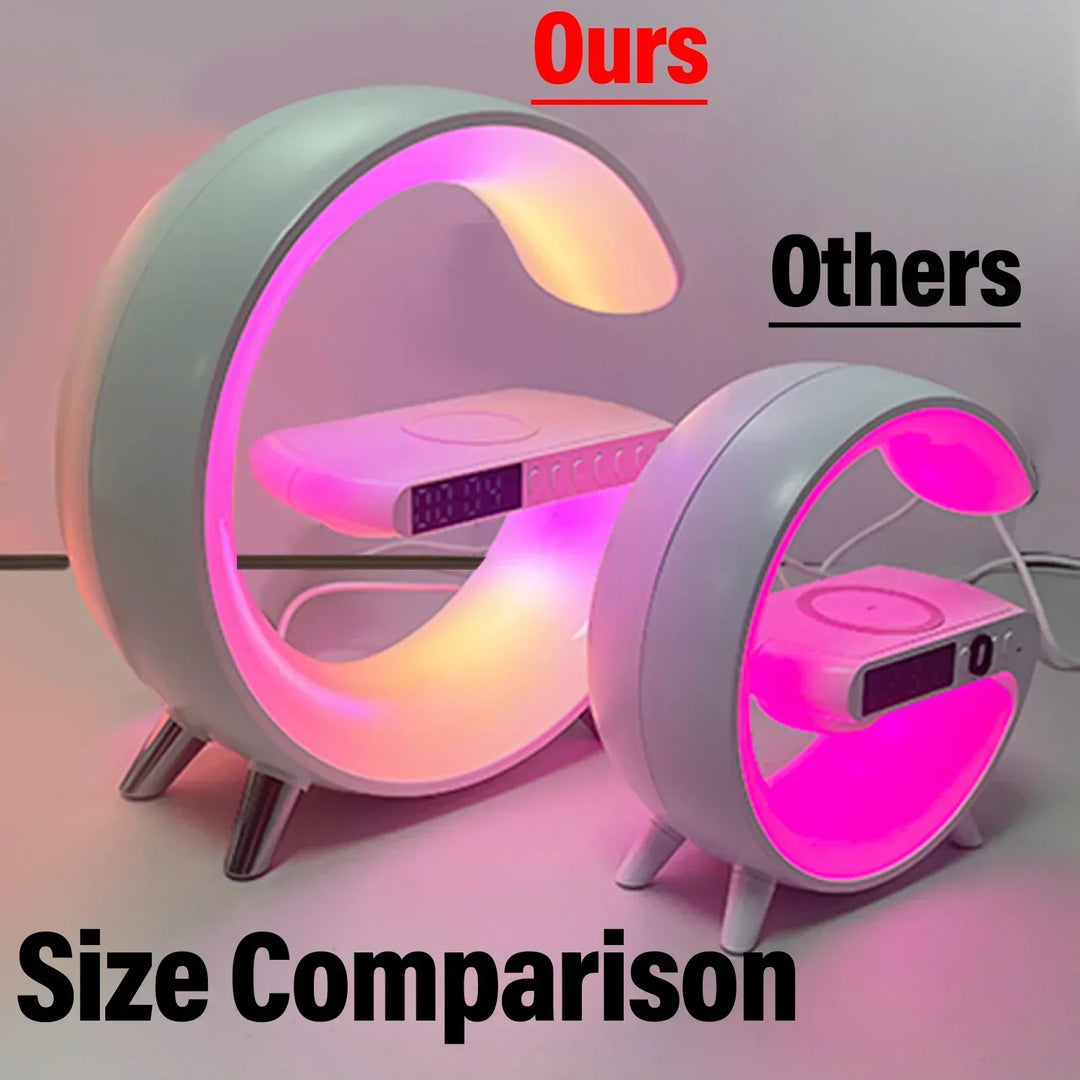 G Wireless Charger Stand Alarm Clock Bluetooth Speaker RGB Night Light Lamp Fast Charging Station Dock for iPhone Samsung Xiaomi