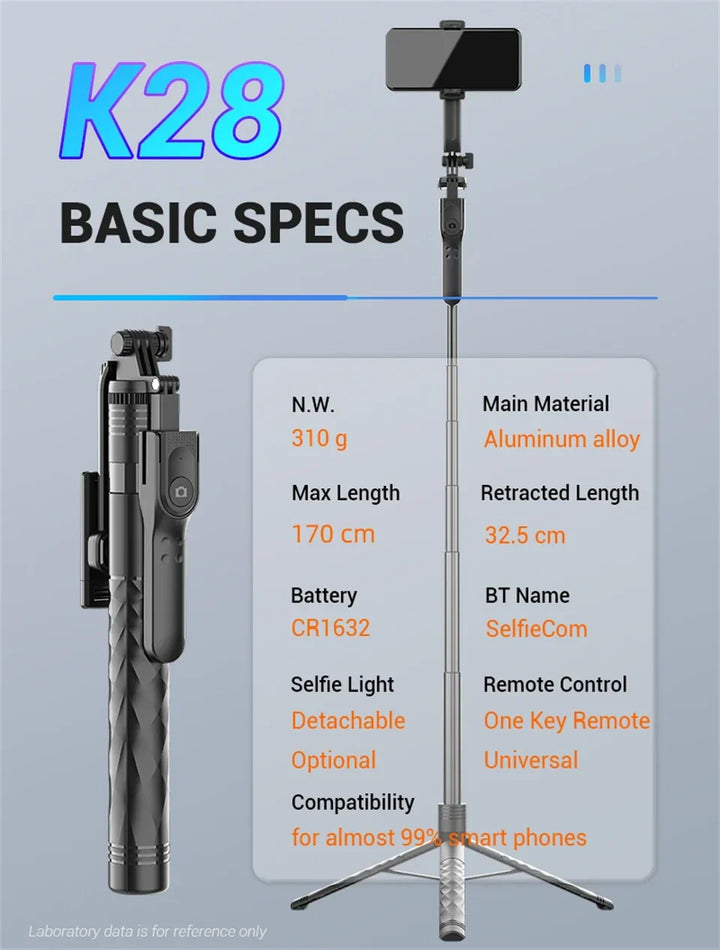 FANGTUOSI 1750mm Wireless Selfie Stick Tripod Stand Foldable Monopod With Led Light For Smartphones Balance Steady Shooting Live