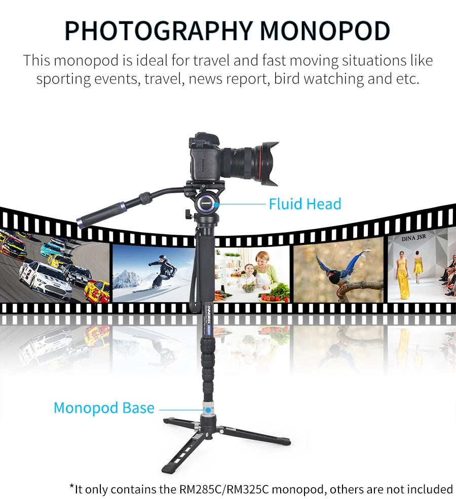 RM285C/RM325C Professional Carbon Fiber Monopod for Canon Nikon Sony DSLR Camera Video Camcorder 5-Section Photography Bracket
