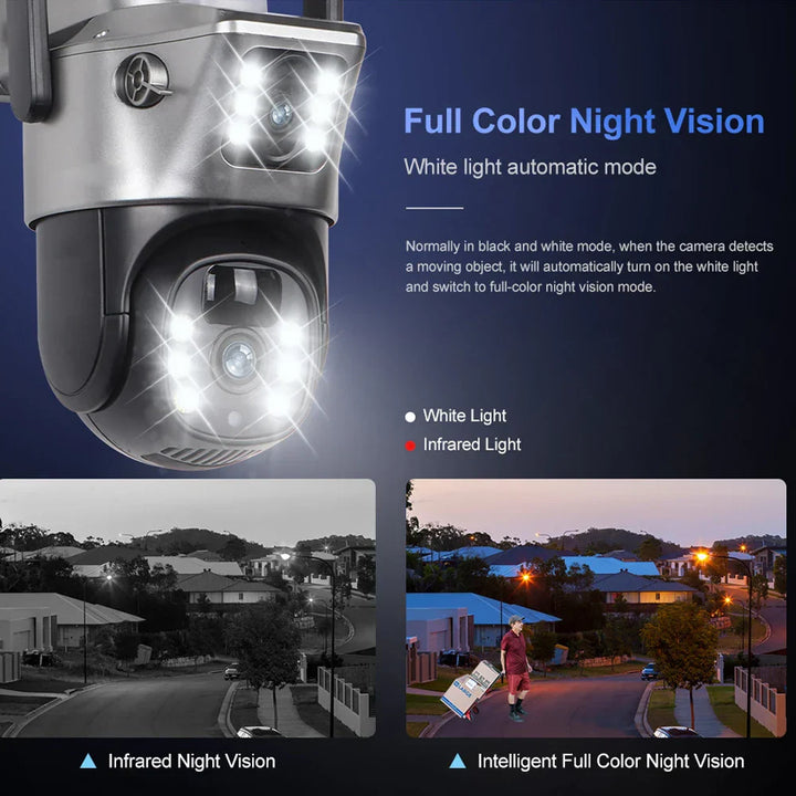 4G Sim Card Solar Camera Dual Lens Outdoor 8MP 4K Low Power Battery IP Camera PIR Night Vision V380 Pro CCTV Security Protection