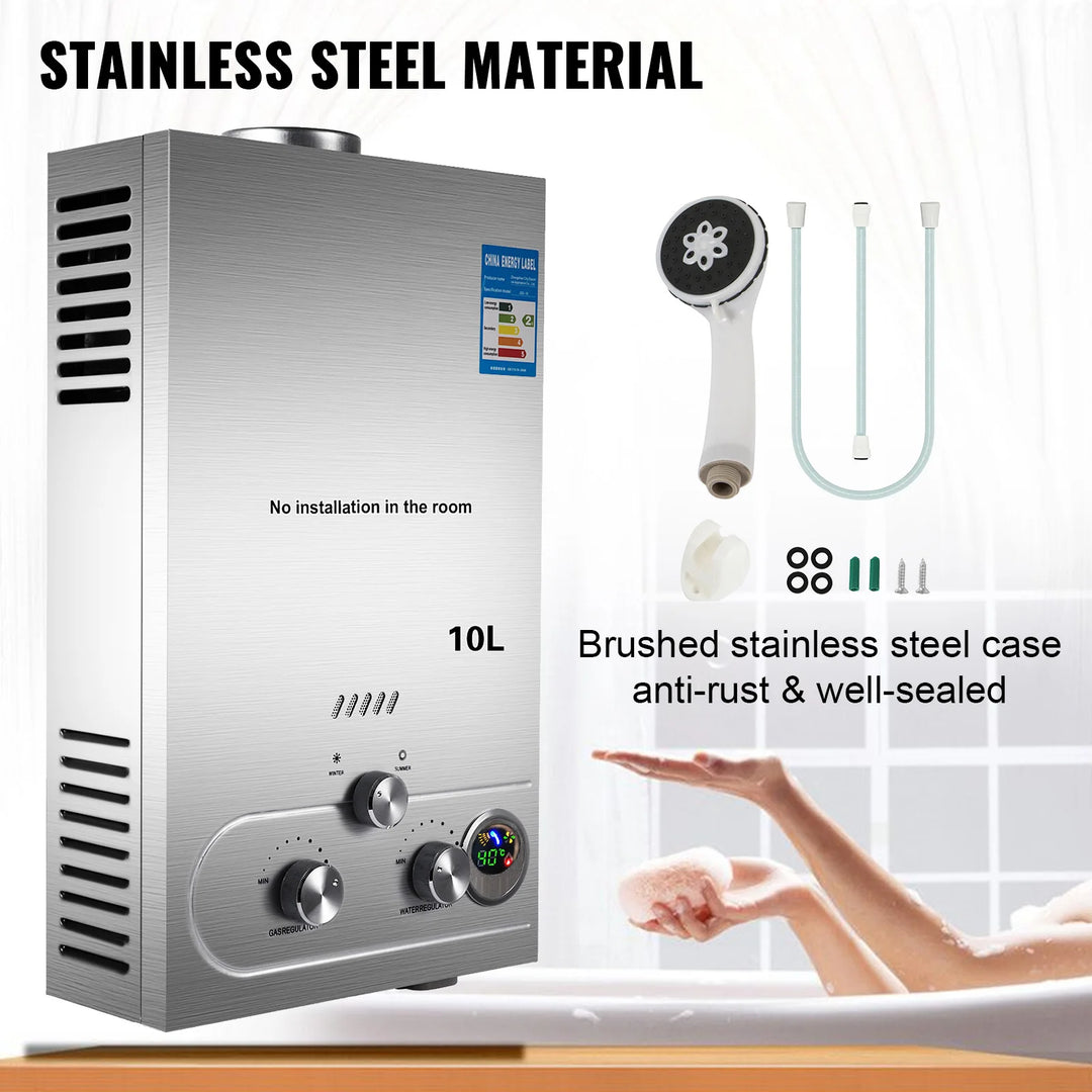 VEVOR 6L-18L Propane Gas Tankless Water Heater, Bathroom heating instant,Outdoors Water Heater Boiler Car Camping