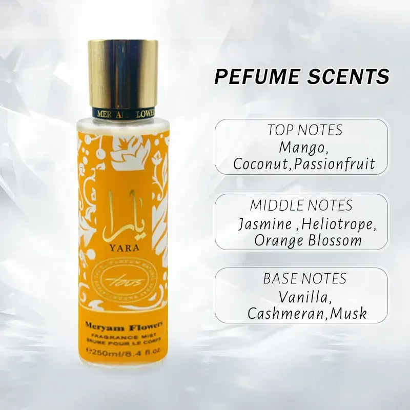 250ML Yara Women's Perfume – Long-Lasting Mist