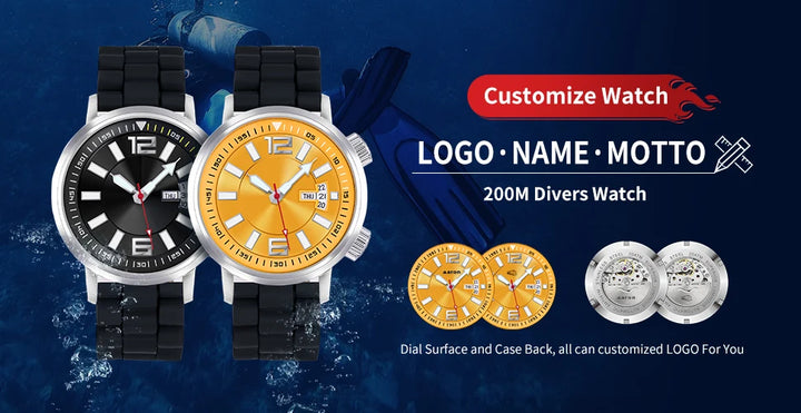 20Bar Diver Automatic Watch For Men Miyota 8205 Super Luminous Sapphire Swim Sport Mechanical Automatic Self Winding Wristwatch