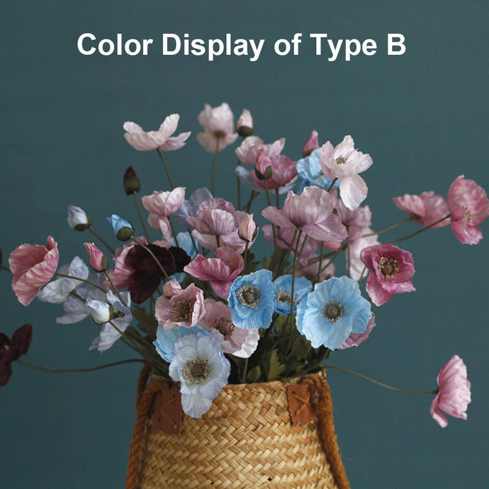 Artificial Silk Poppy Flowers Bouquet