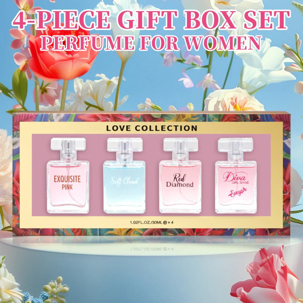 Women's Love Collection Fragrance Set Eau De Parfum Spray 4-Piece Gift Set Long Lasting 1.02 Fl Oz per Bottle