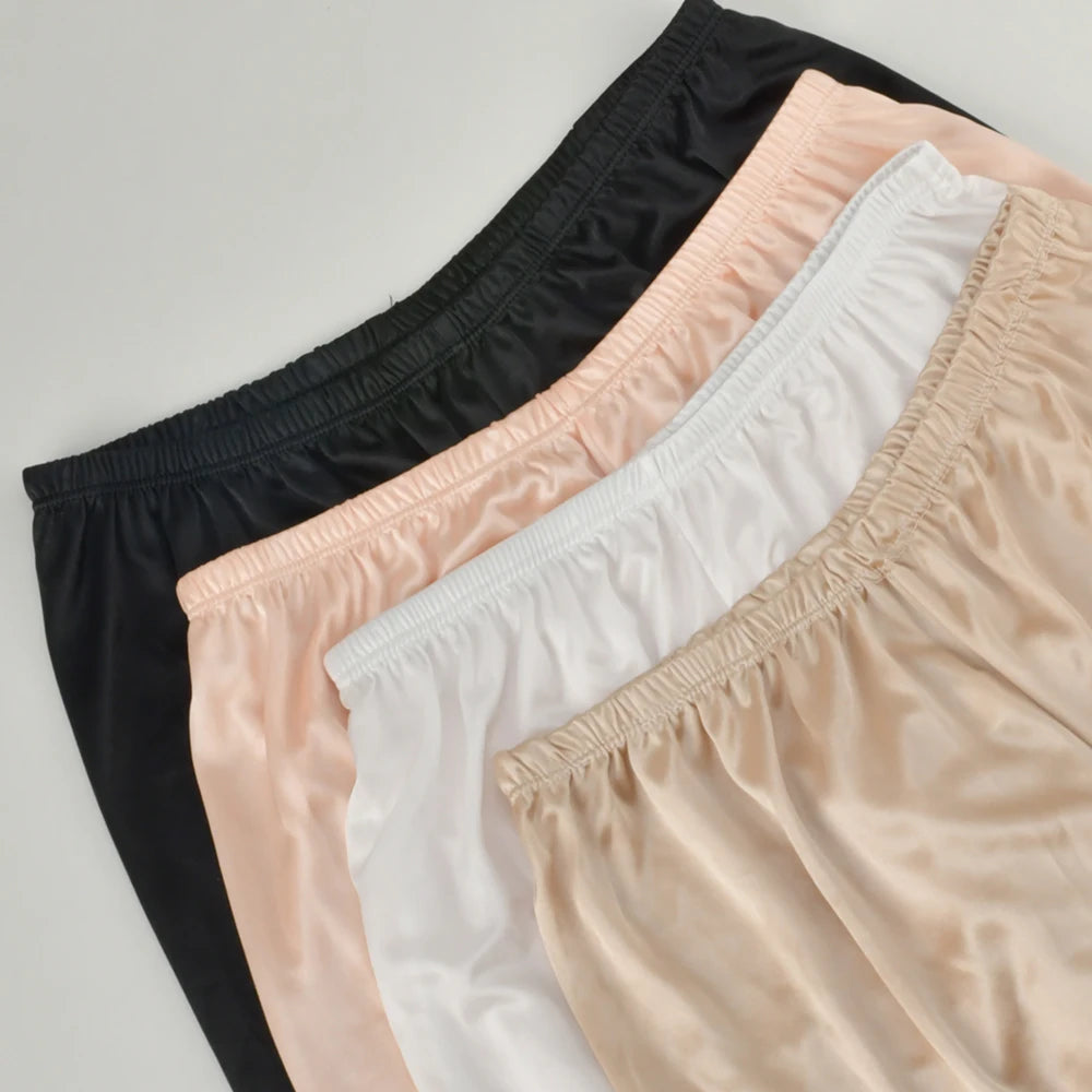 1PC Womens Silk Sleep Shorts Silky Smooth Pajama Breathable Safety Pants Summer Female Nightwear Comfortable Lace Home Underwear