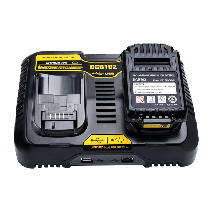 DCB102 DCB118 DCB112 Li-ion Battery Double Charging Dual USB Ports Charger For DeWalt 12V 14.4V 18V 20V DCB101 DCB200 DCB201