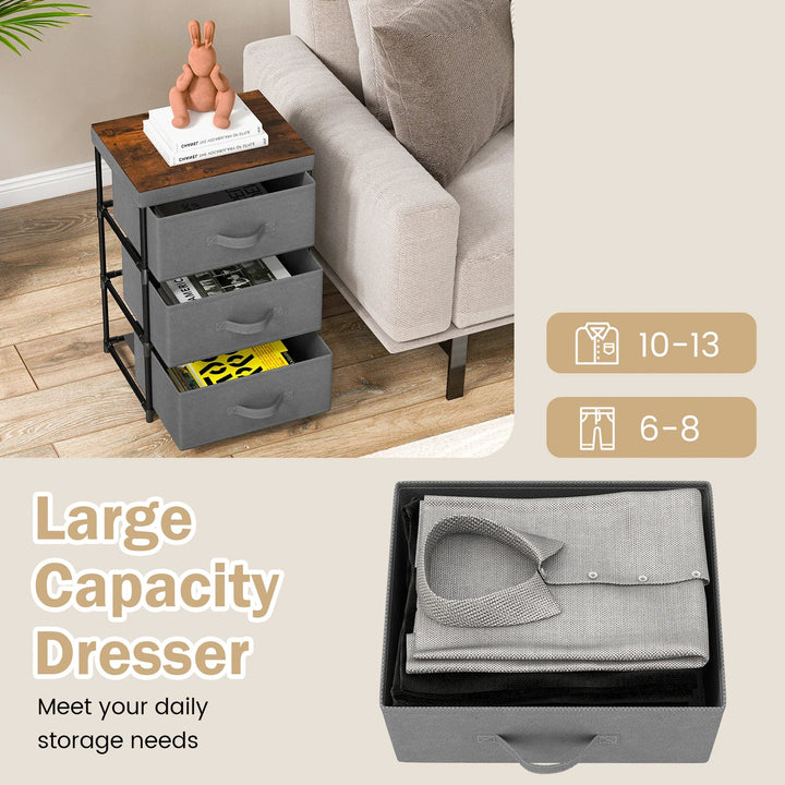 Tall Fabric Dresser with 3 Drawers
